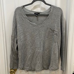 Soft Gray Wide-Neck Sweater